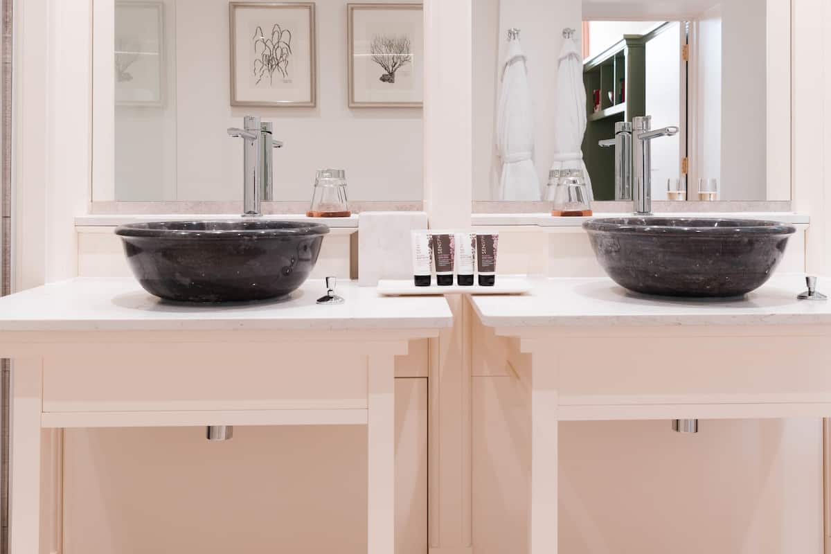 free toiletries, hair dryer, bathrobes, towels