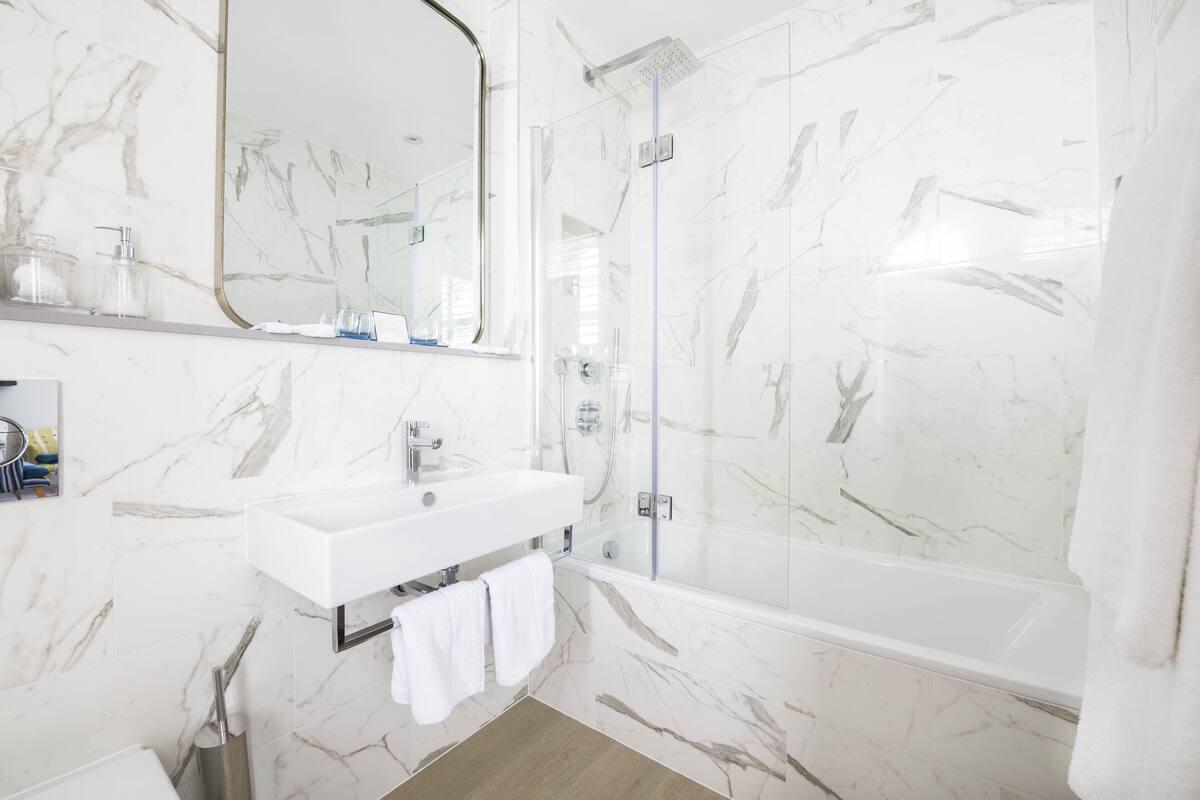 free toiletries, hair dryer, towels