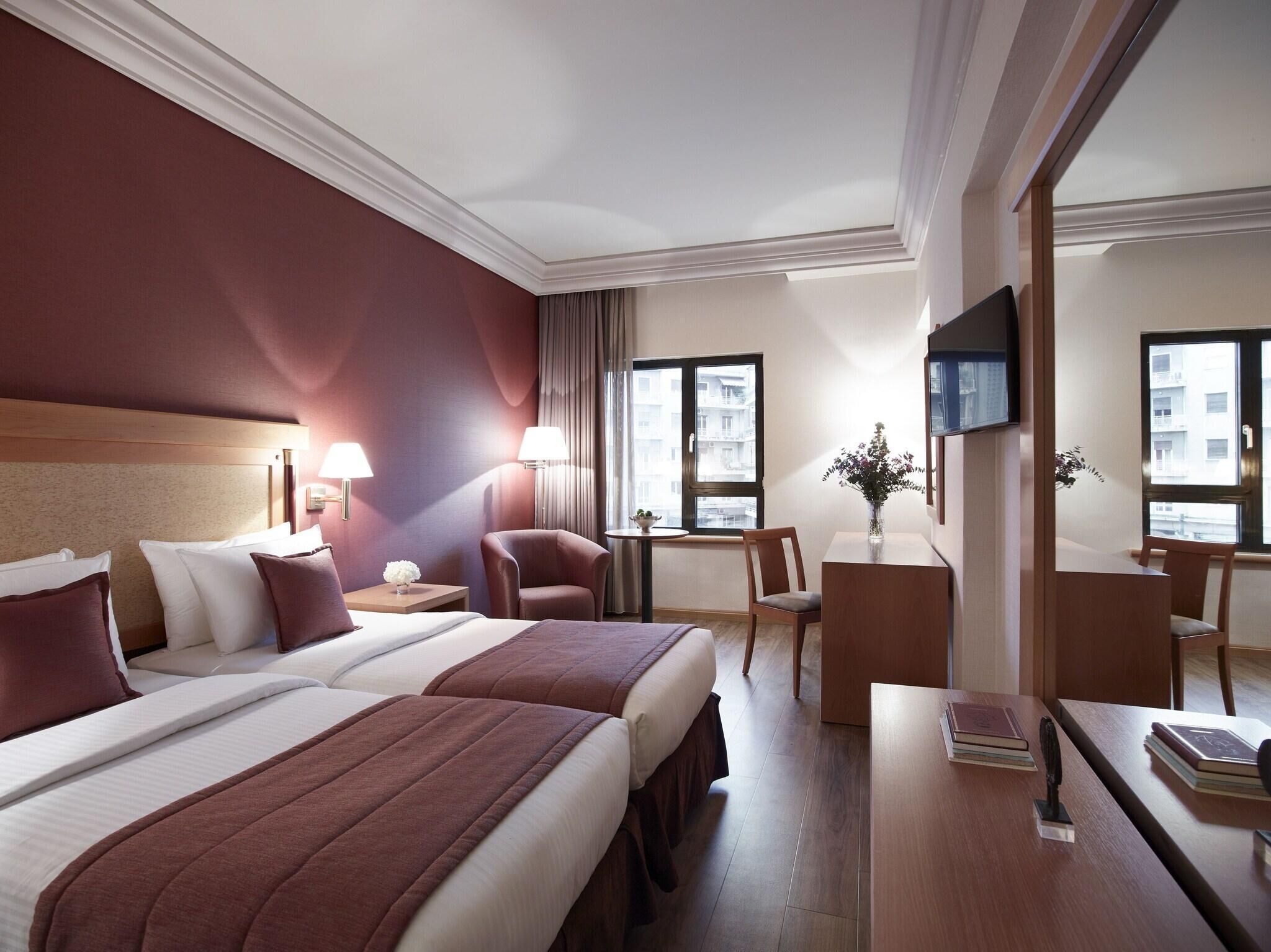 In-room safe, desk, laptop workspace, blackout curtains