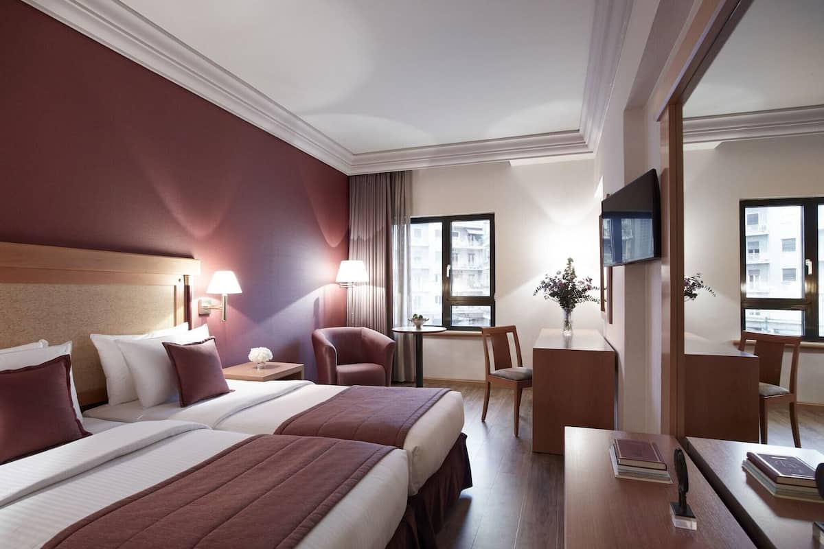 In-room safe, desk, laptop workspace, blackout drapes