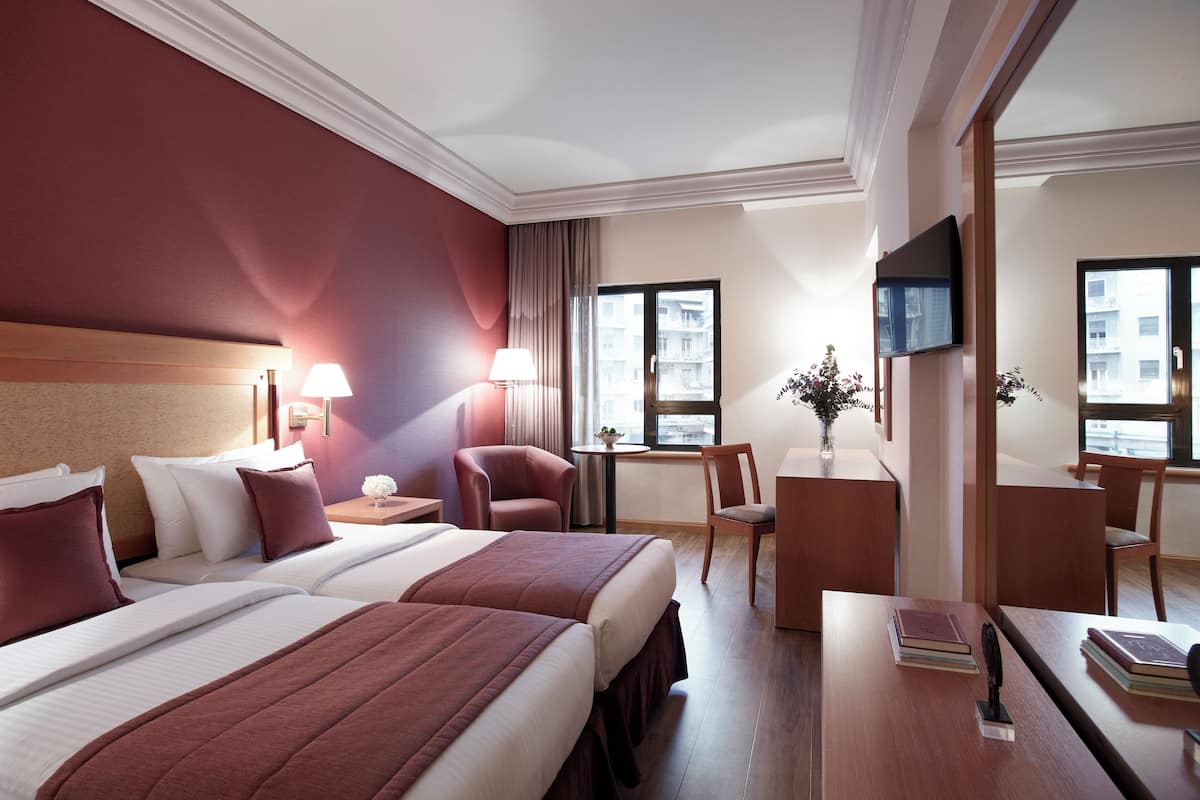 In-room safe, desk, laptop workspace, blackout drapes