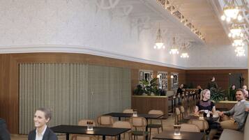 Breakfast, lunch served; international cuisine, al fresco dining