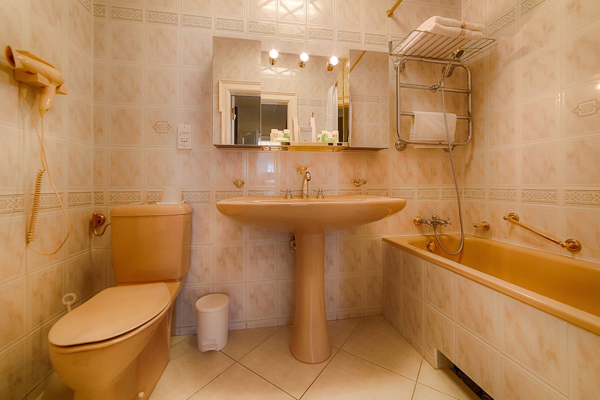 free toiletries, hair dryer, towels