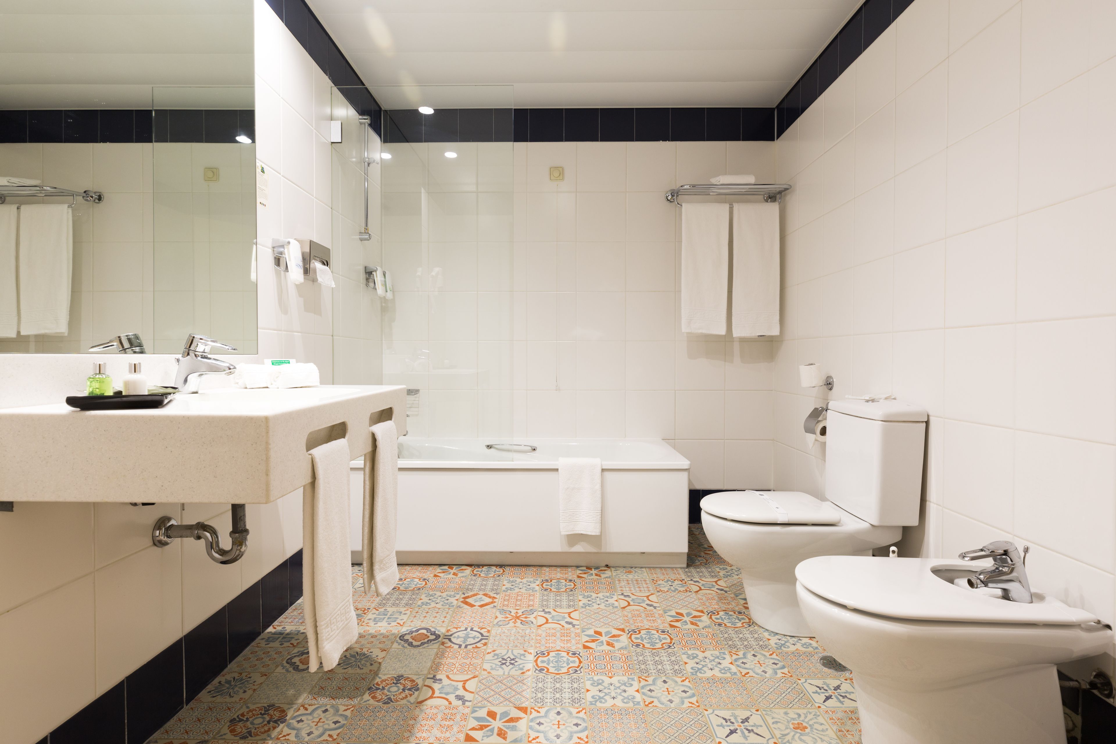 free toiletries, hair dryer, towels