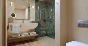 Ensemble douche/baignoire, articles de toilette gratuits, sèche-cheveux