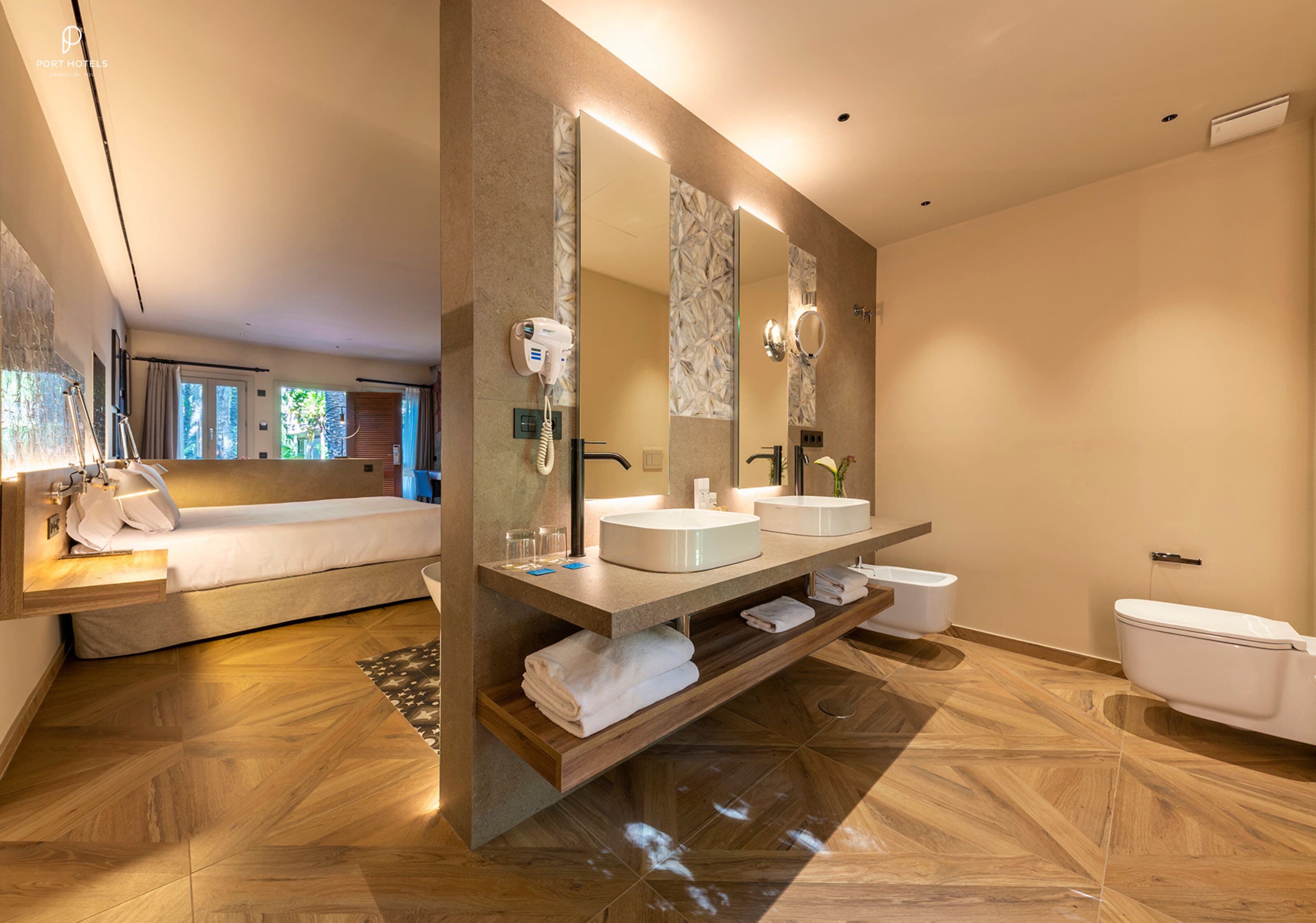 free toiletries, hair dryer, towels