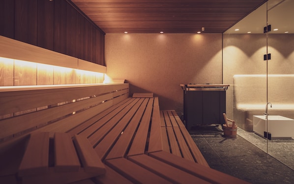 Sauna, steam room, body treatments, aromatherapy, hot stone massages
