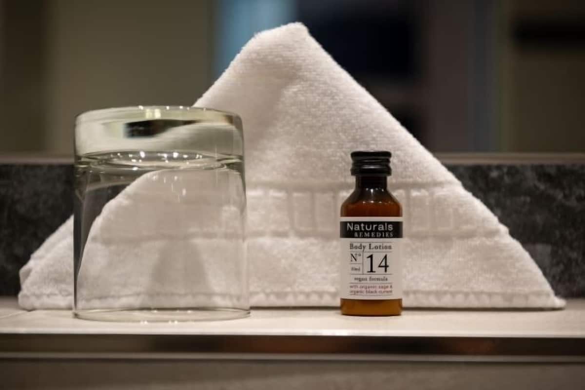 Hair dryer, bathrobes, towels