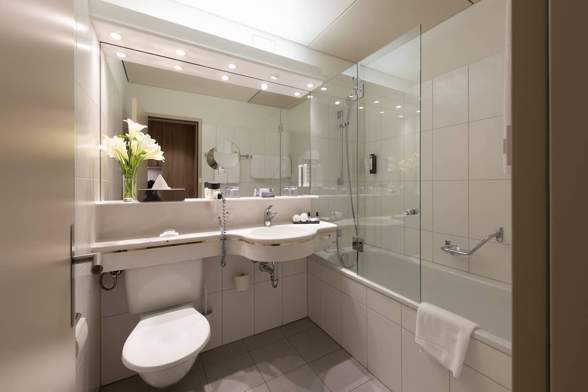 free toiletries, hair dryer, bathrobes, towels