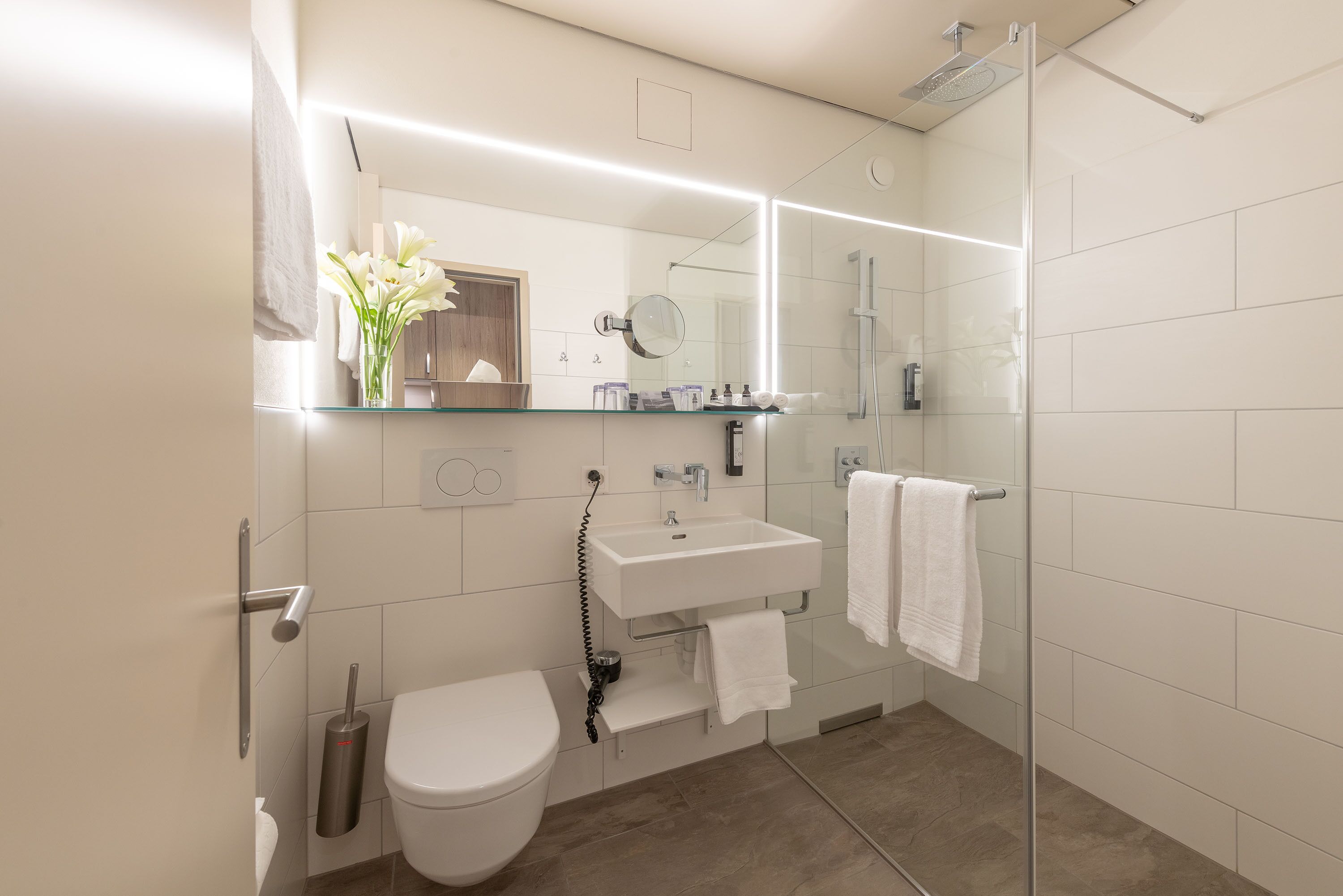 free toiletries, hair dryer, bathrobes, towels