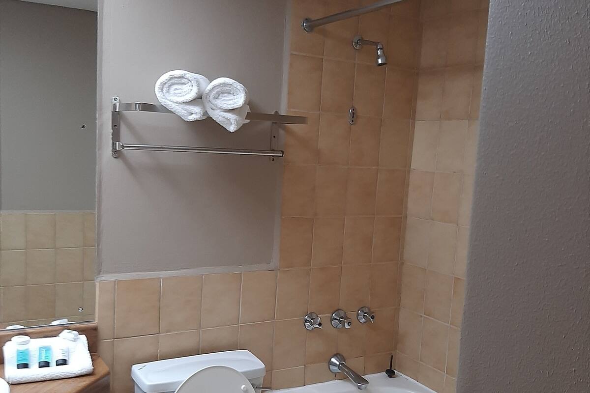 Double Room, 2 Double Beds | Bathroom | Combined shower/bathtub, free toiletries, hair dryer, bathrobes
