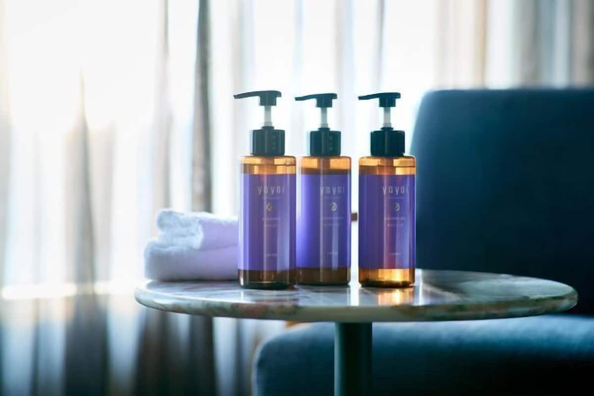 Combined shower/bathtub, eco-friendly toiletries, hair dryer, slippers