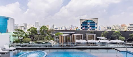 Indoor pool, outdoor pool, pool cabanas (surcharge)