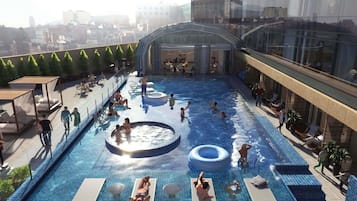 Indoor pool, outdoor pool, pool cabanas (surcharge)