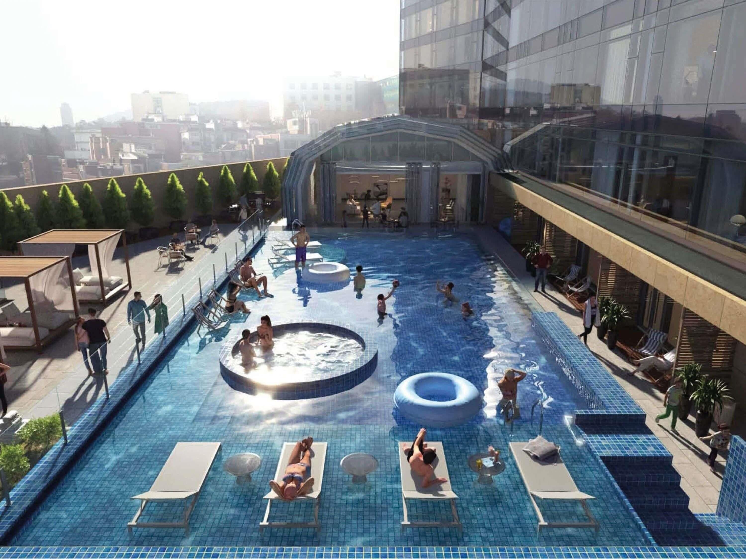 Indoor pool, outdoor pool, cabanas (surcharge)
