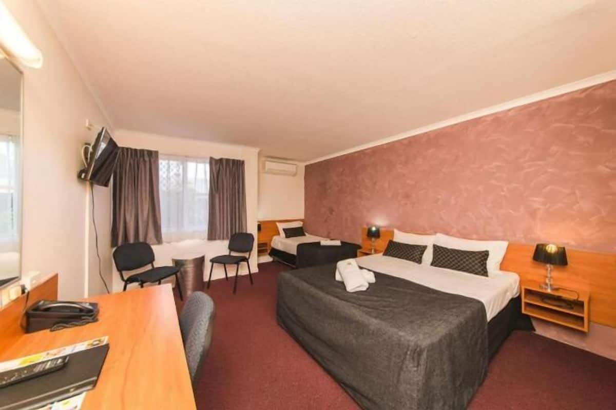 Desk, iron/ironing board, free WiFi, alarm clocks