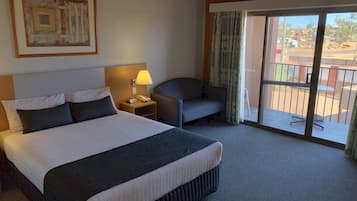 Minibar, desk, laptop workspace, iron/ironing board