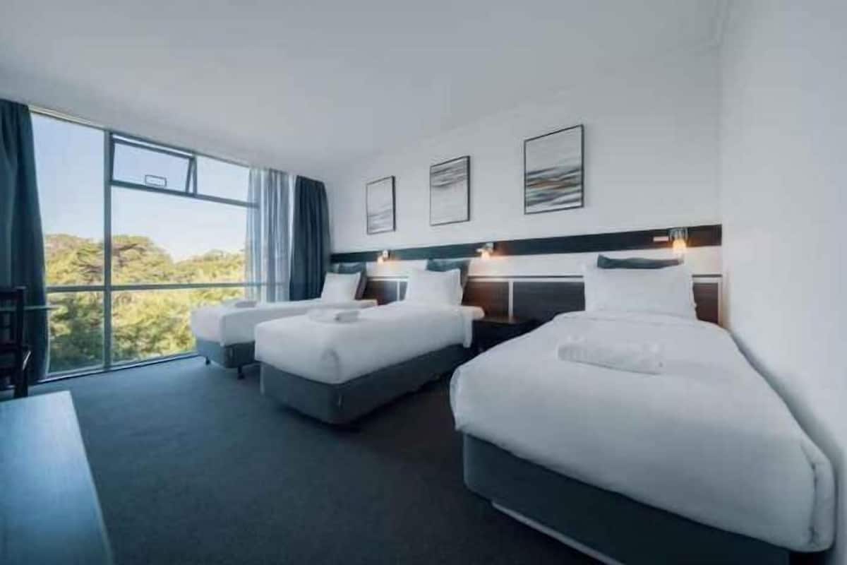 Individually furnished, desk, laptop workspace, blackout curtains