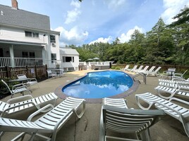 Seasonal outdoor pool, open 9:00 AM to 9:00 PM, sun loungers