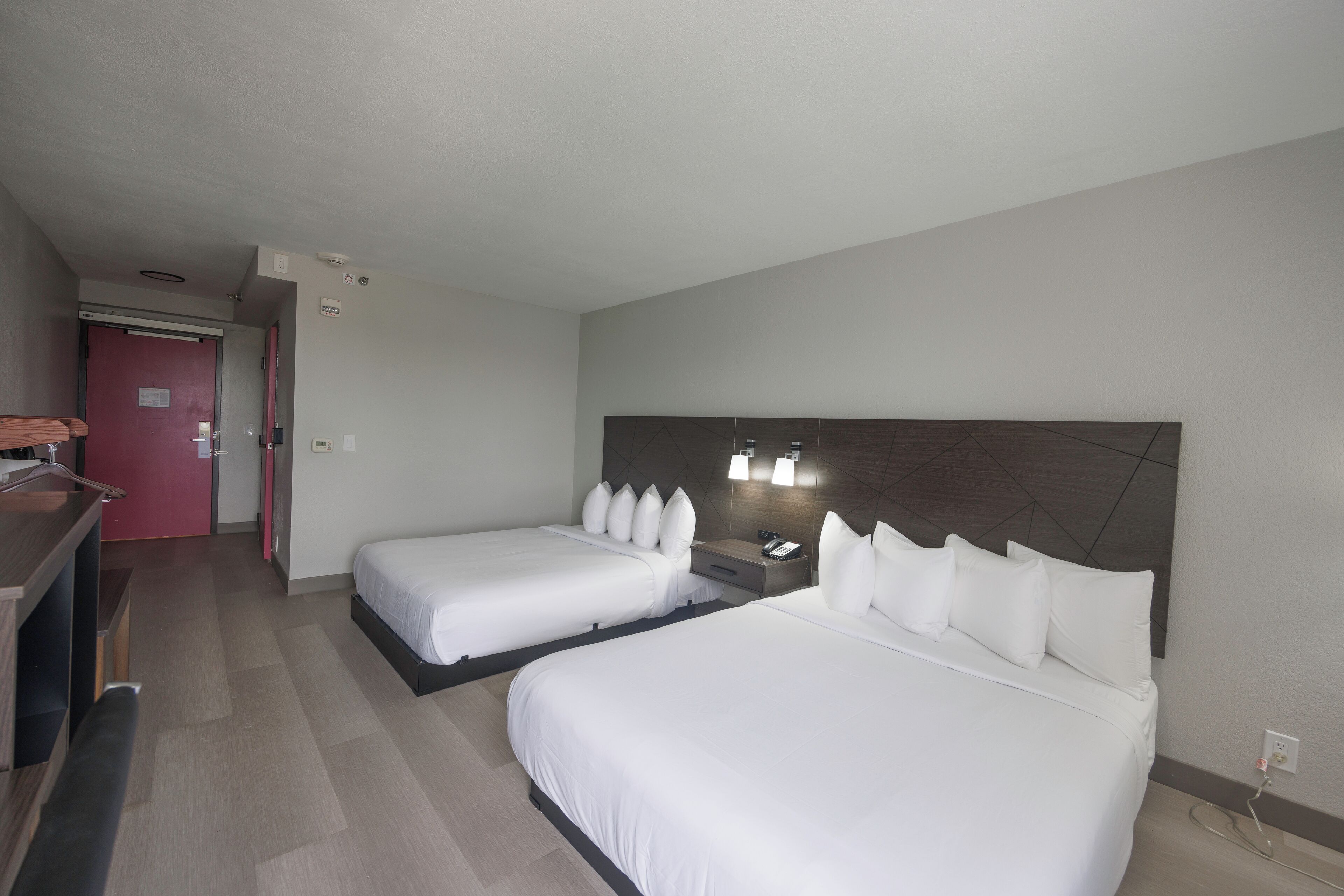 standard room, 2 queen beds, accessible bathtub | in-room safe, desk, laptop workspace, soundproofing