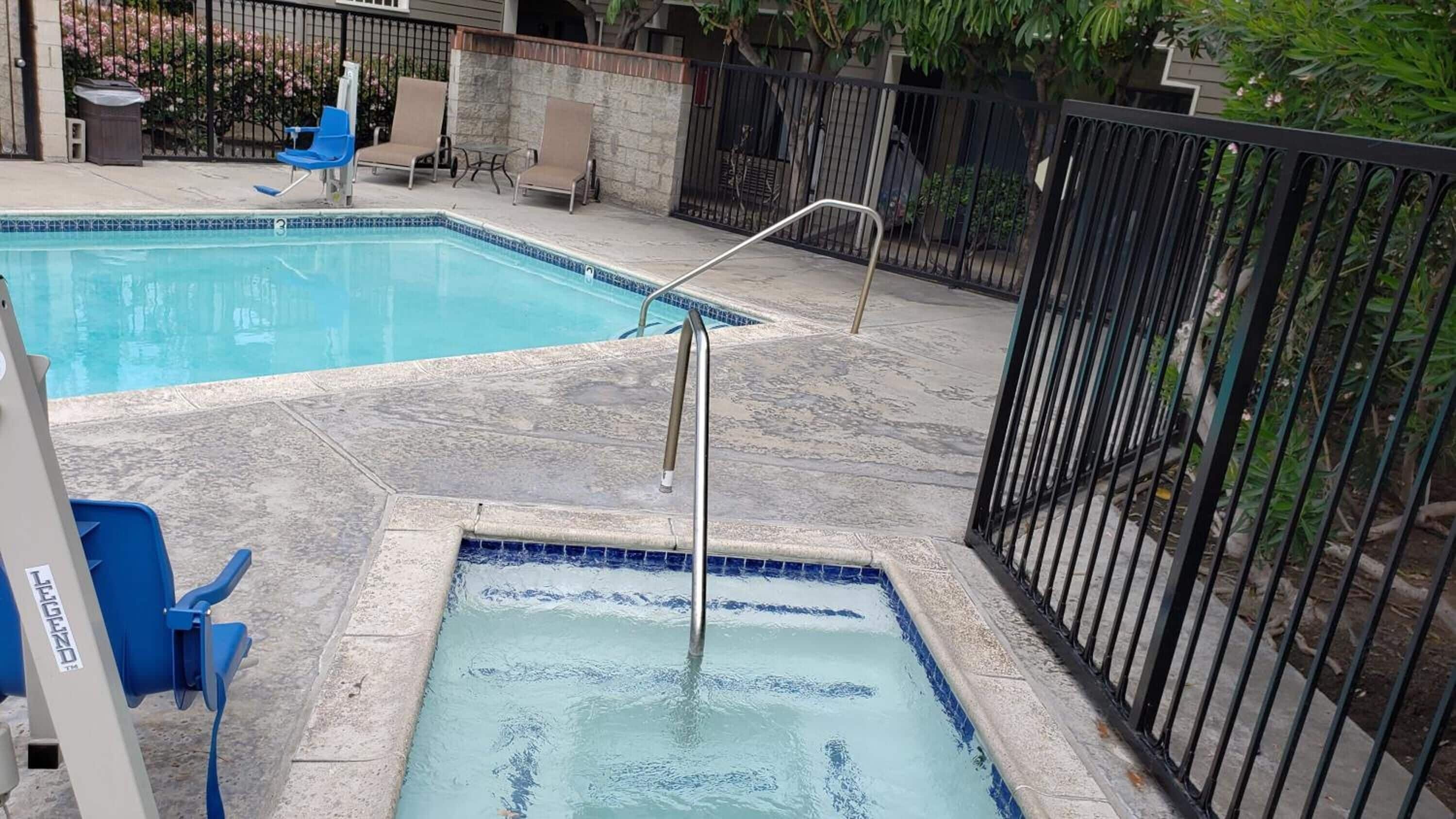 Outdoor pool, sun loungers