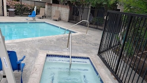 Outdoor pool, pool loungers