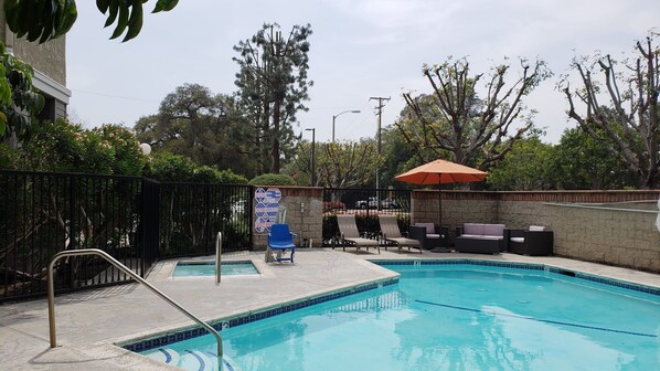 Outdoor pool, sun loungers