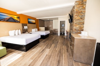 Studio Suite, 2 Queen Beds, Non Smoking | Desk, blackout drapes, free cribs/infant beds, rollaway beds at Days Inn by Wyndham Monterey Downtown