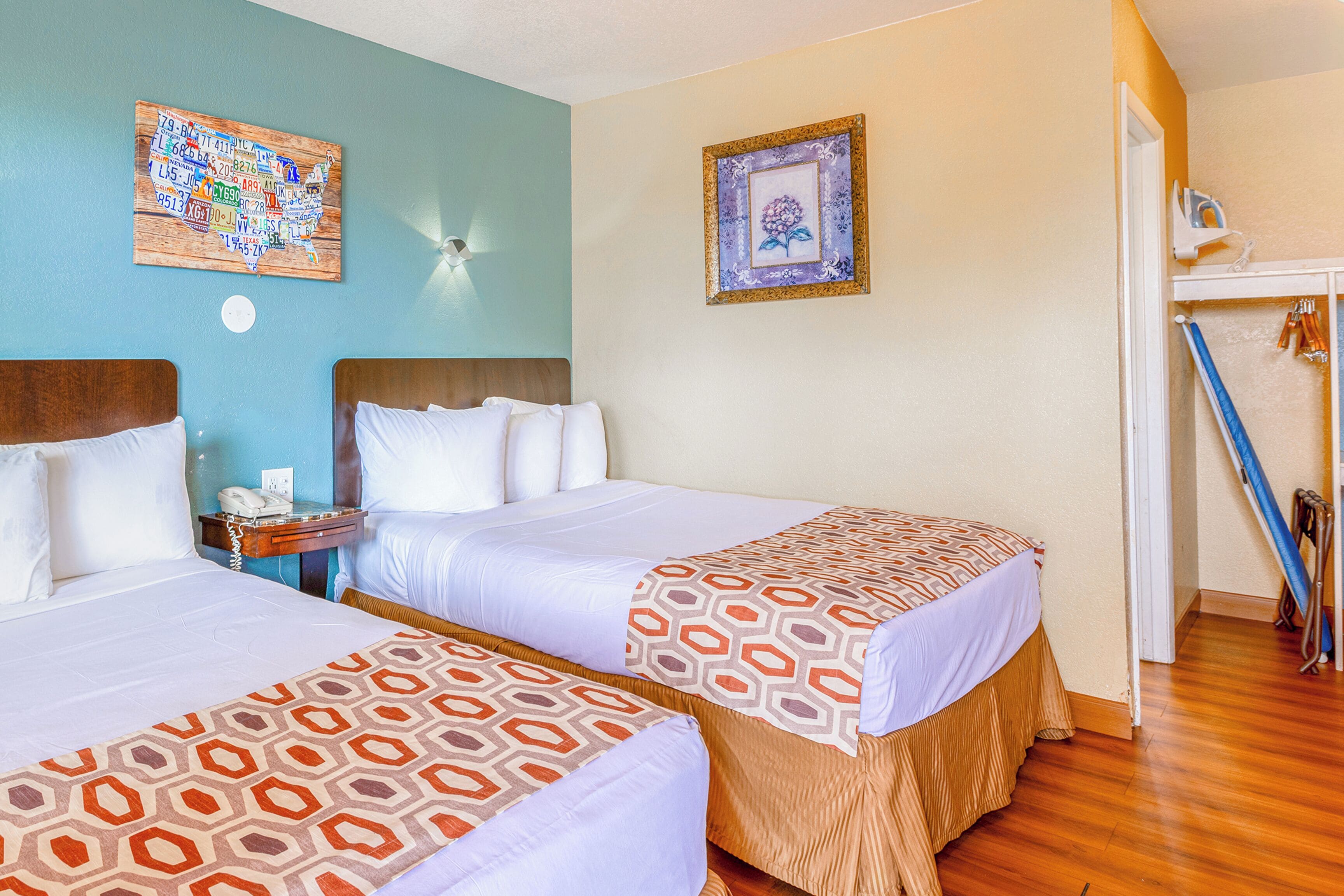 Room, 2 Double Beds, Non Smoking | Premium bedding, pillowtop beds, desk, iron/ironing board