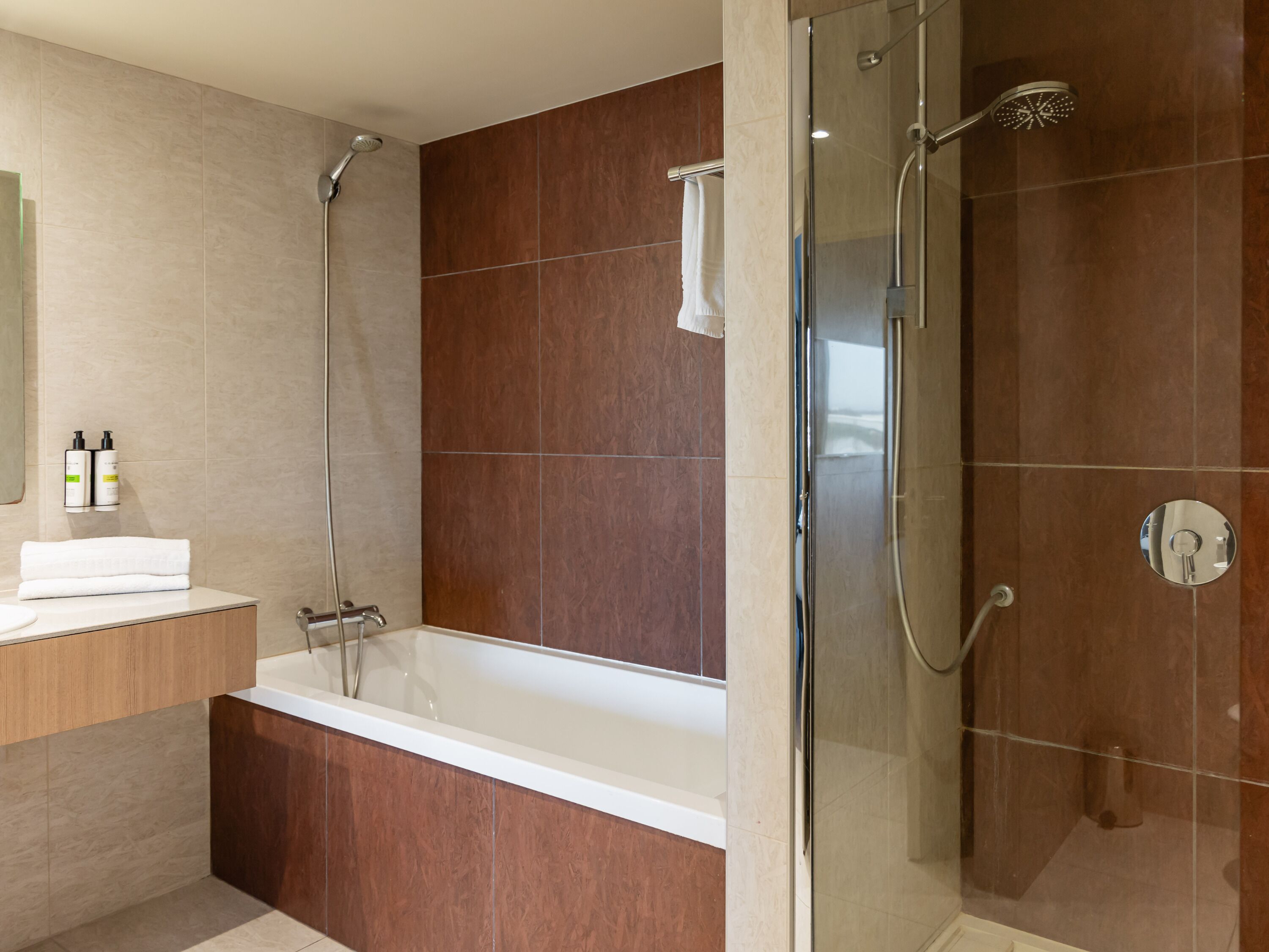 junior suite, 1 queen bed with sofa bed (lounge) | bathroom shower