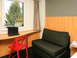 Desk, soundproofing, iron/ironing board, free cribs/infant beds