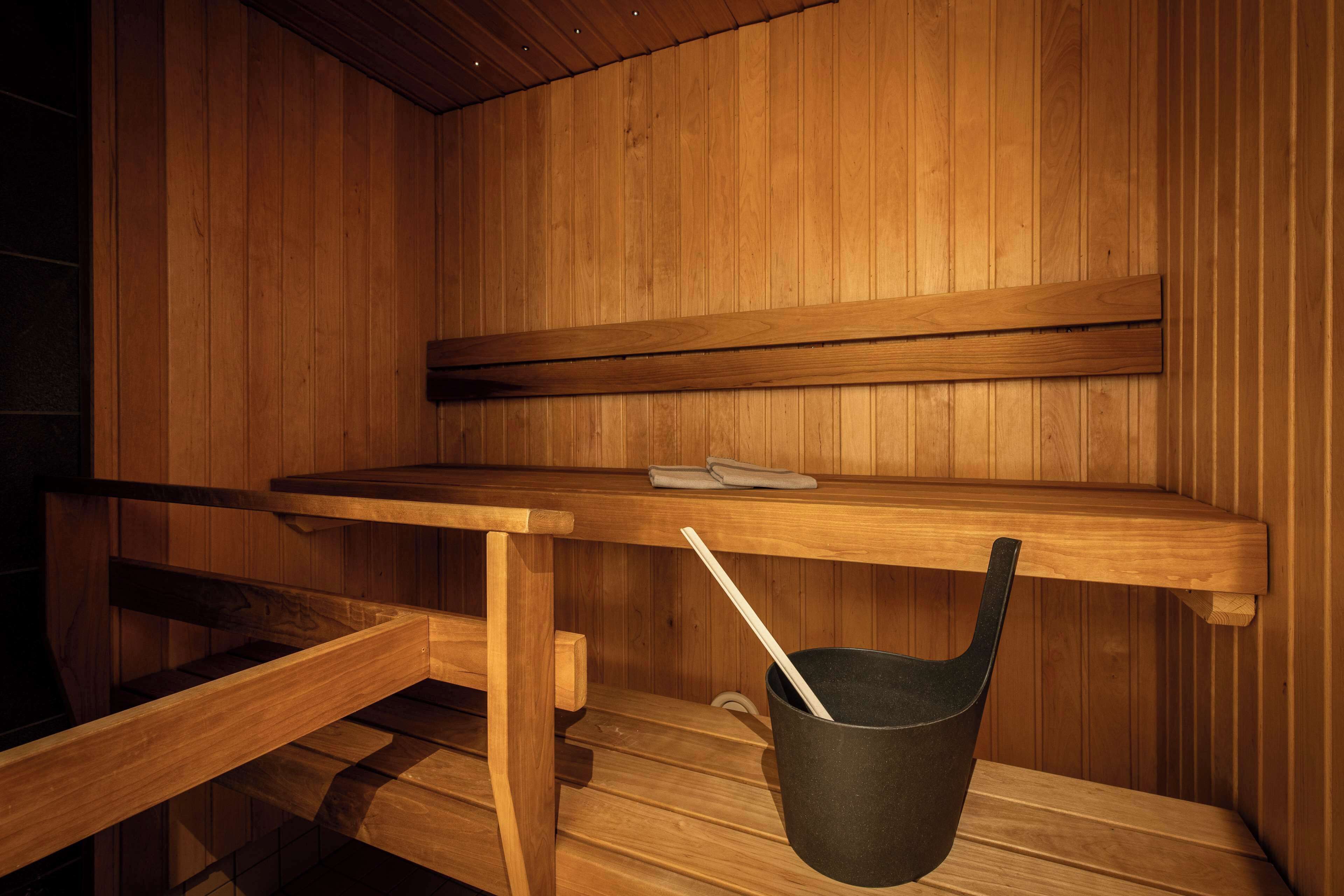 Puisesta laudelavasta ja ämpäristä koostuva sauna.
