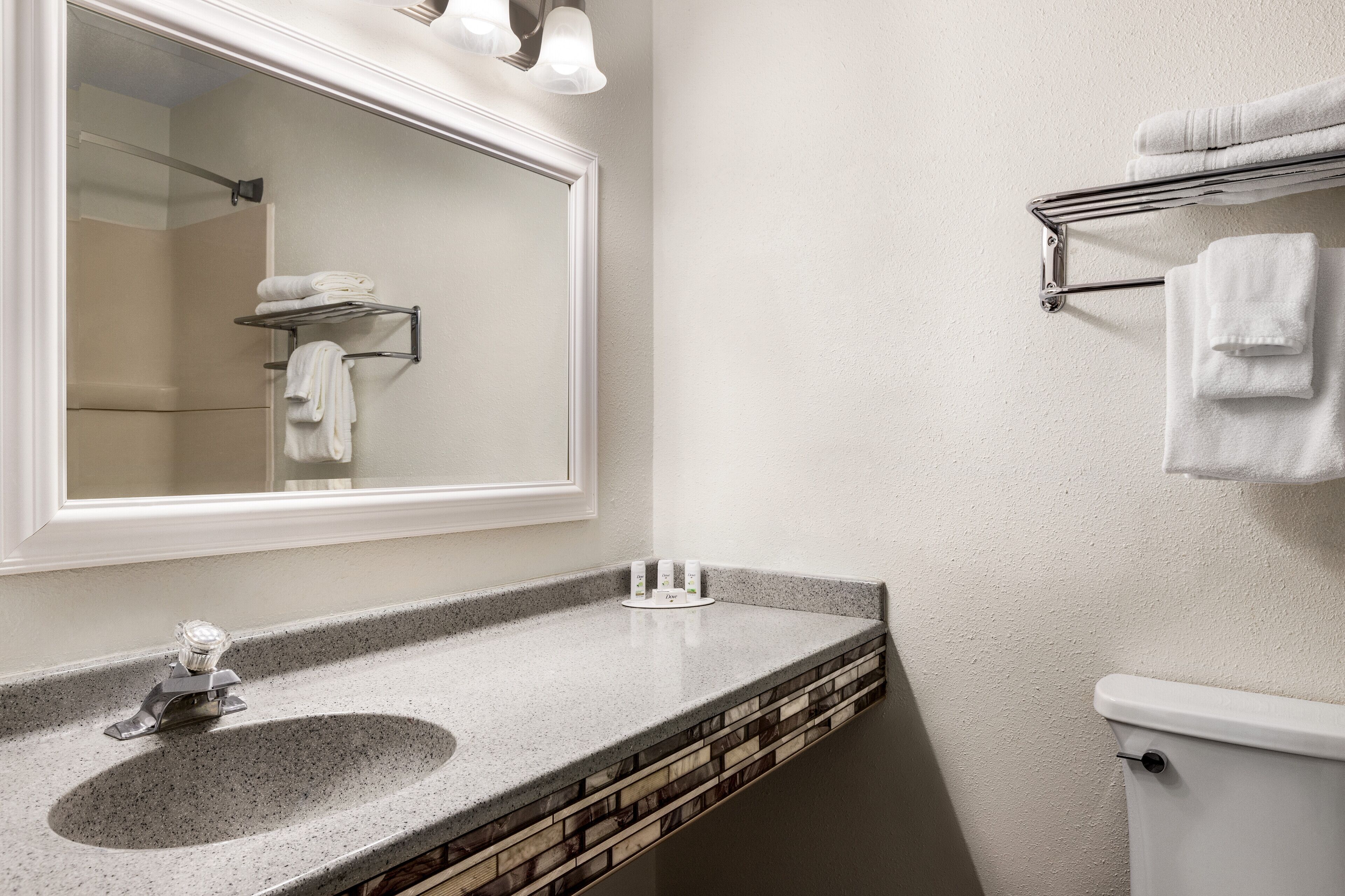 free toiletries, hair dryer, towels