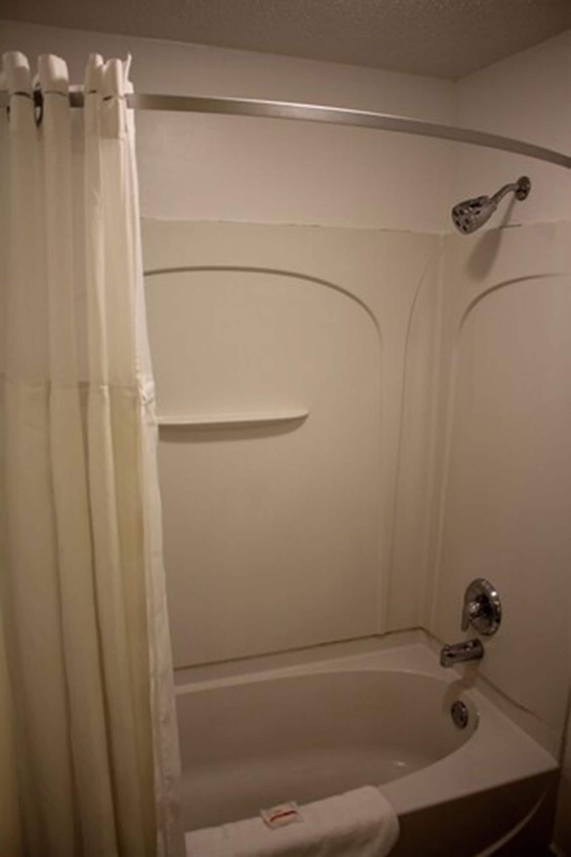 combined shower/bathtub, hair dryer, towels