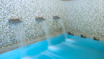 Indoor pool, open 7:00 AM to 9:00 PM, sun loungers
