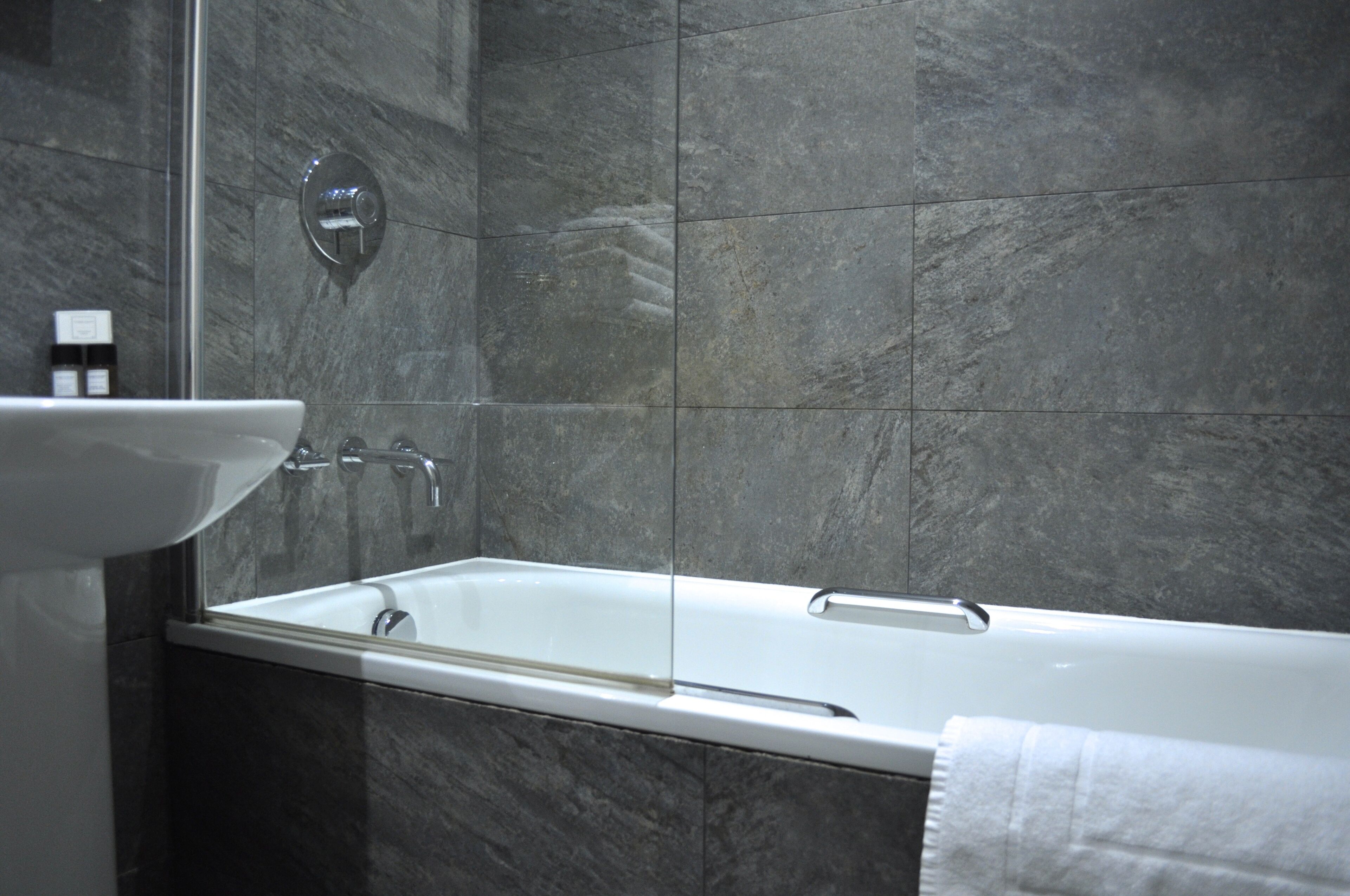 free toiletries, hair dryer, towels