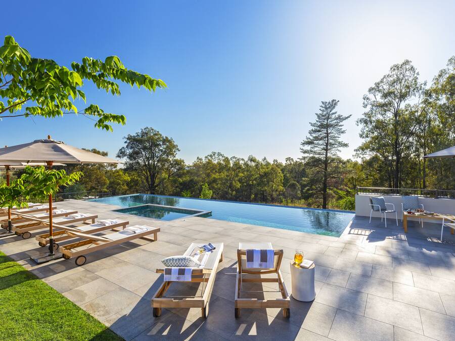 Outdoor pool, pool loungers