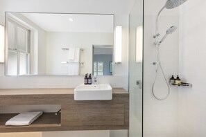 Dusche, Regendusche, Designer-Toilettenartikel, Haartrockner