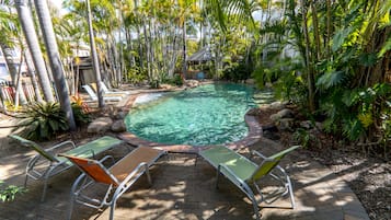 Outdoor pool, sun loungers