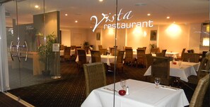 Breakfast and dinner served, international cuisine