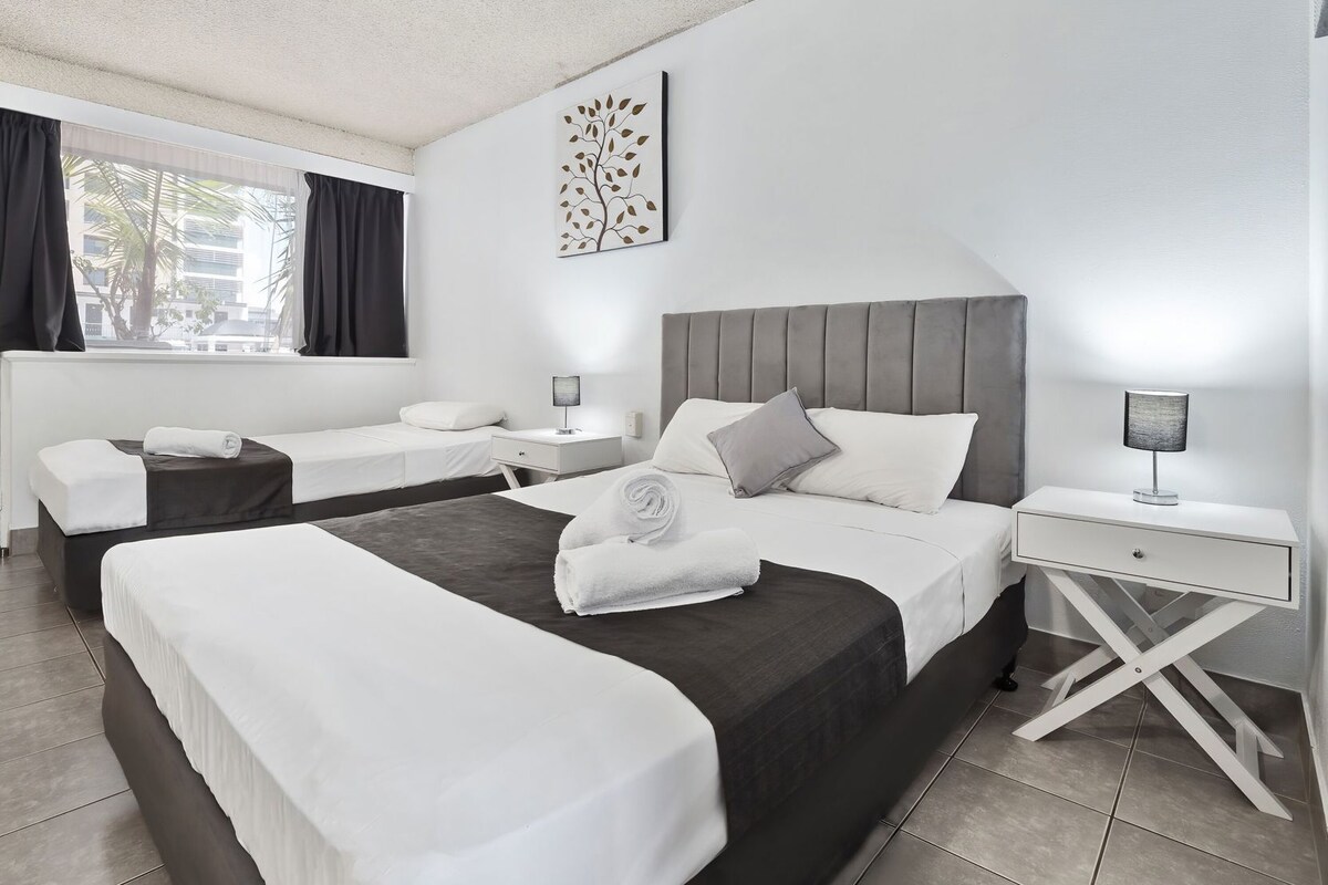 In-room safe, iron/ironing board, WiFi (free), alarm clocks