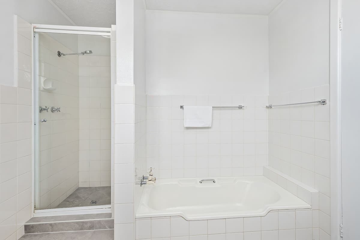 1 bedroom apartment (no pets) | bathroom | free toiletries, hair dryer, towels