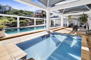 Outdoor pool, sun loungers