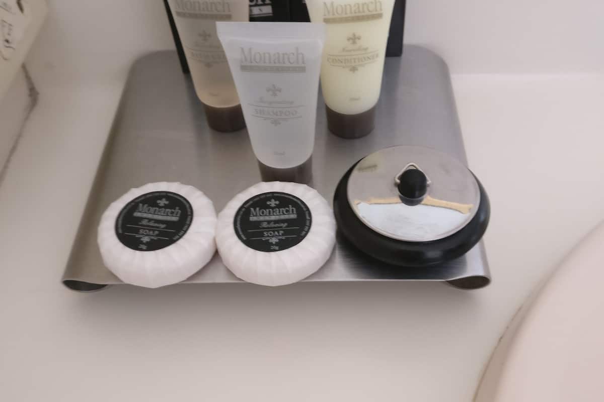 free toiletries, hair dryer, towels