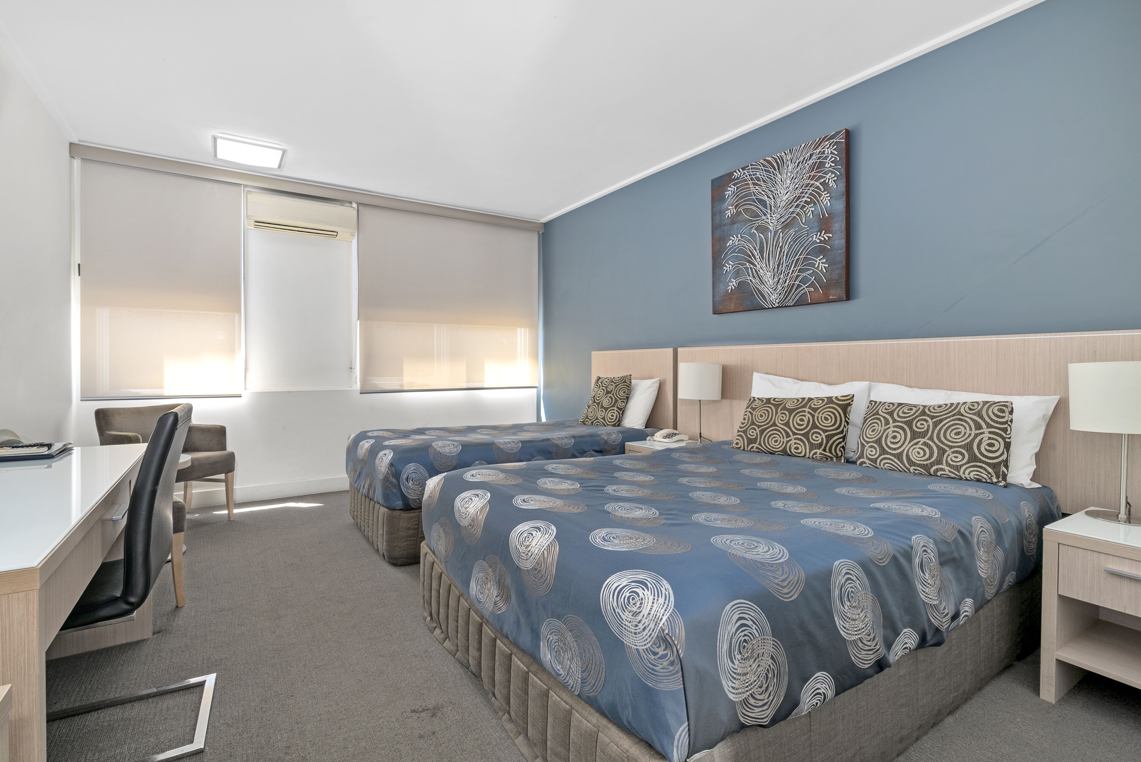 1 bedroom, desk, laptop workspace, iron/ironing board