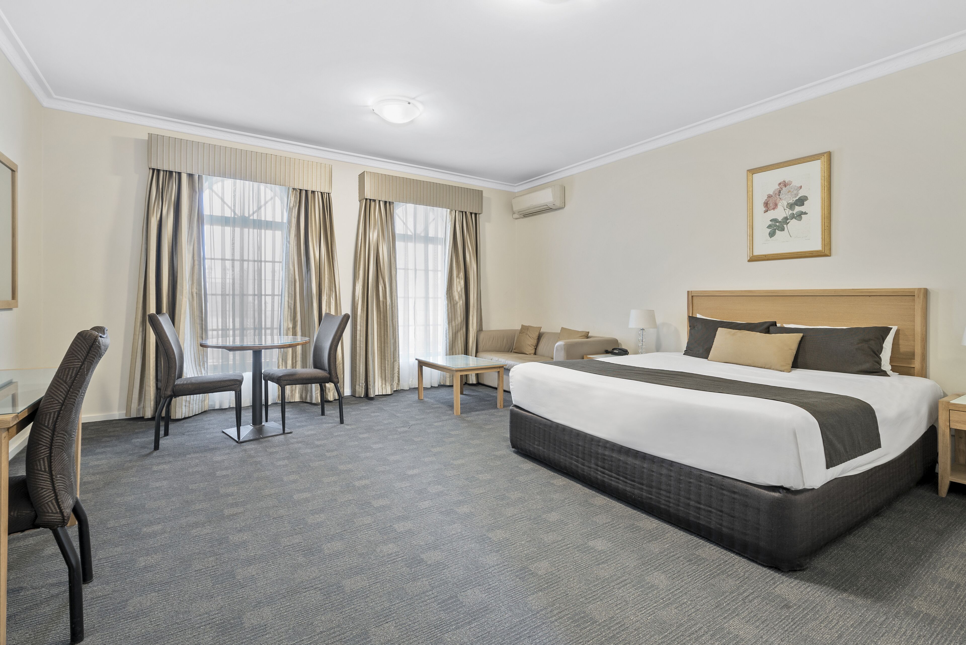 1 bedroom, desk, laptop workspace, iron/ironing board