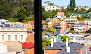 Stroll through a charming neighborhood with a mix of Victorian and modern homes, surrounded by lush greenery and scenic streets.