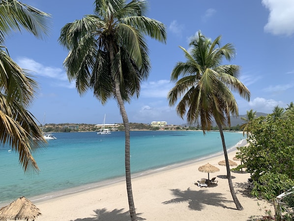 Plage, parasols, snorkeling, bar de plage