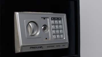 A ProLine electronic safe with a numeric keypad and a keyhole.