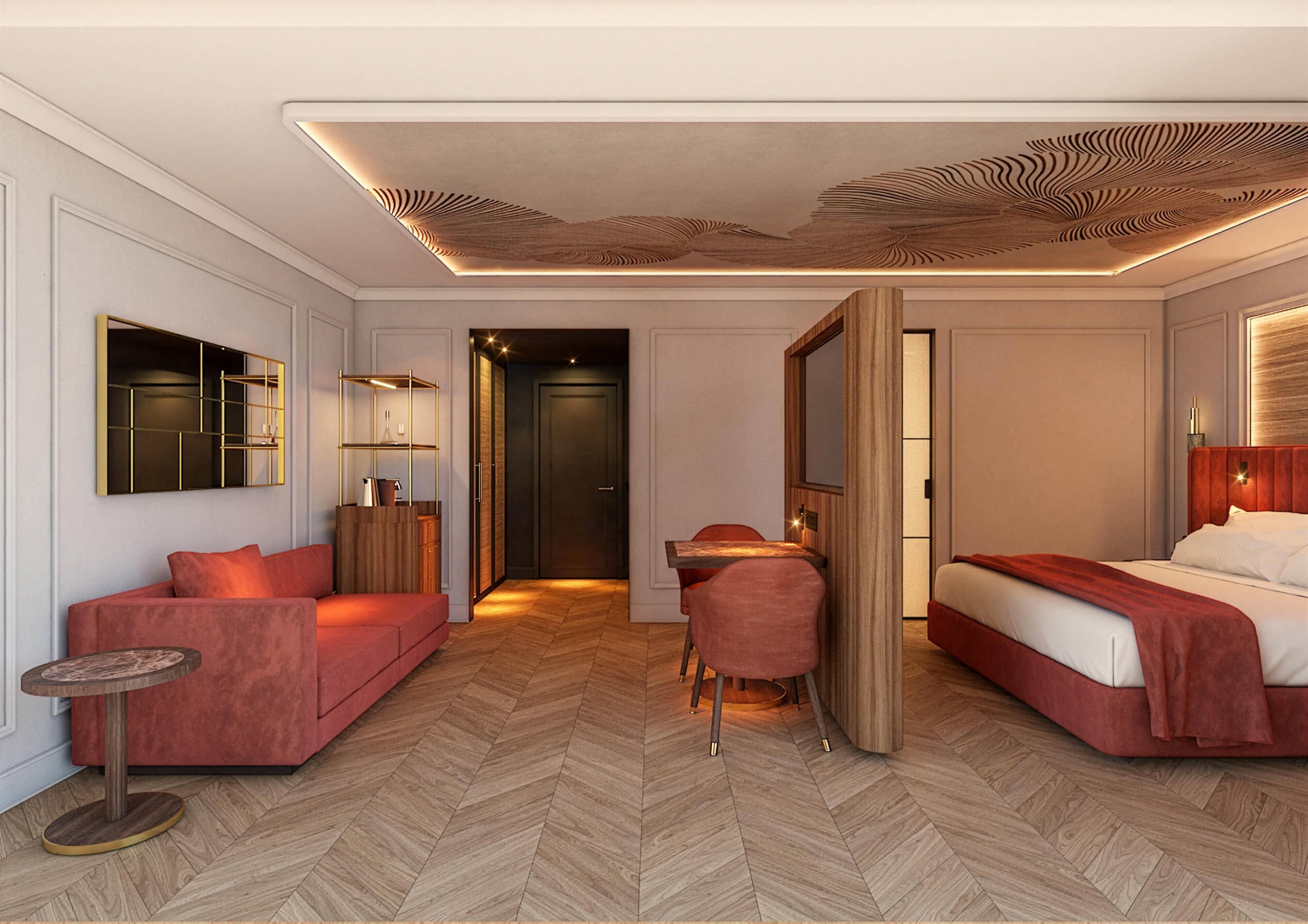 Premium bedding, down comforters, memory foam beds, minibar